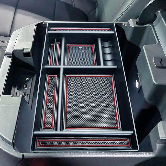 Center Console Organizer Tray Compatible with (2019-2022) Chevy Red Trim