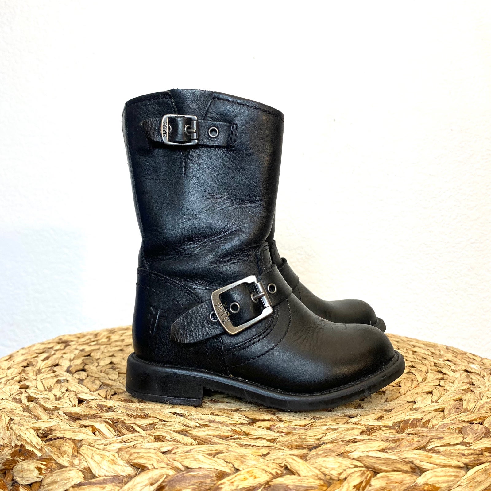 Frye pull on black leather Boots