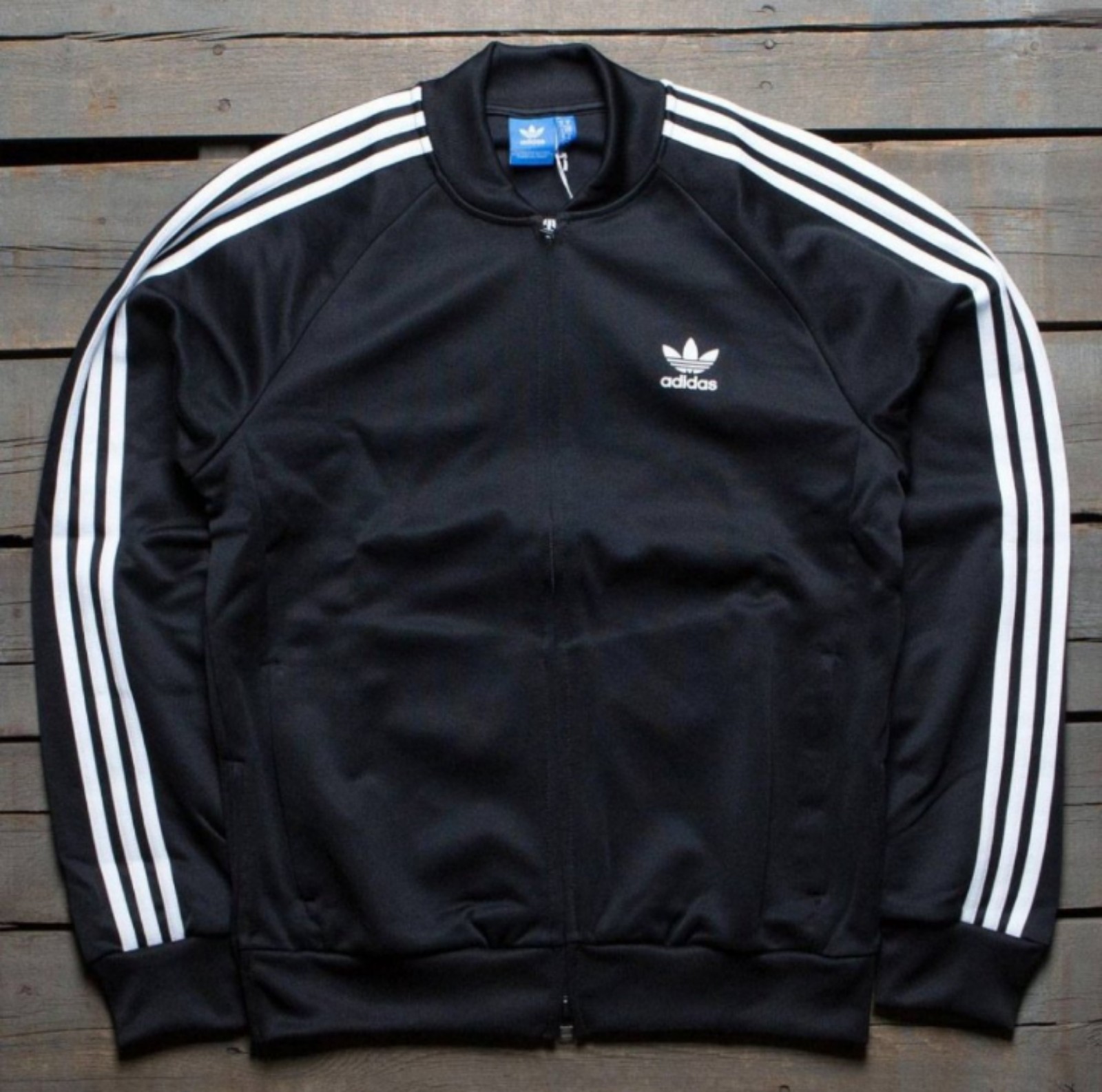 Large Adidas Tracksuit Windbreaker Black Jacket