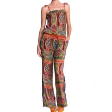 Desigual Floral Aztec Print Sleeveless Straps Wide Leg Jumpsuit 51P26D7 Size 32
