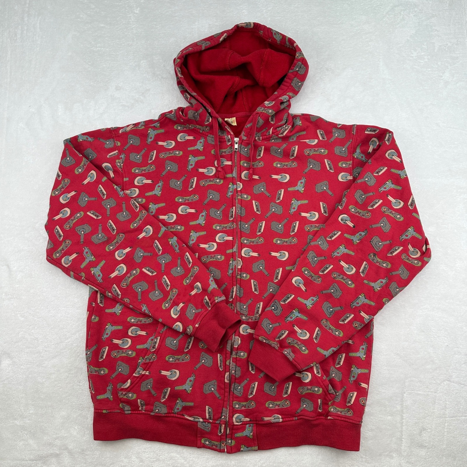 Vintage Loyal Army Hoodie XL Red Full Zip Video Game Controller Print RARE