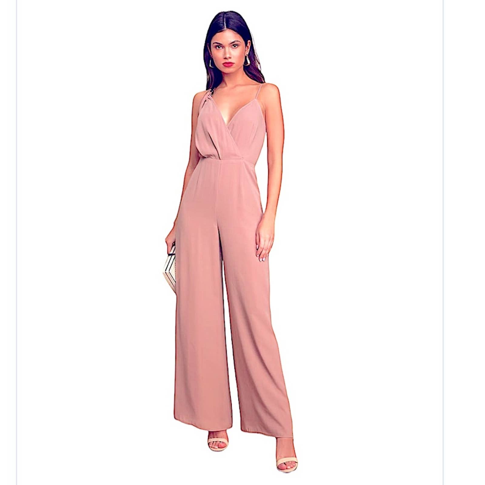 New lulus Mauve Sleeveless Wide-Leg Jumpsuit size large