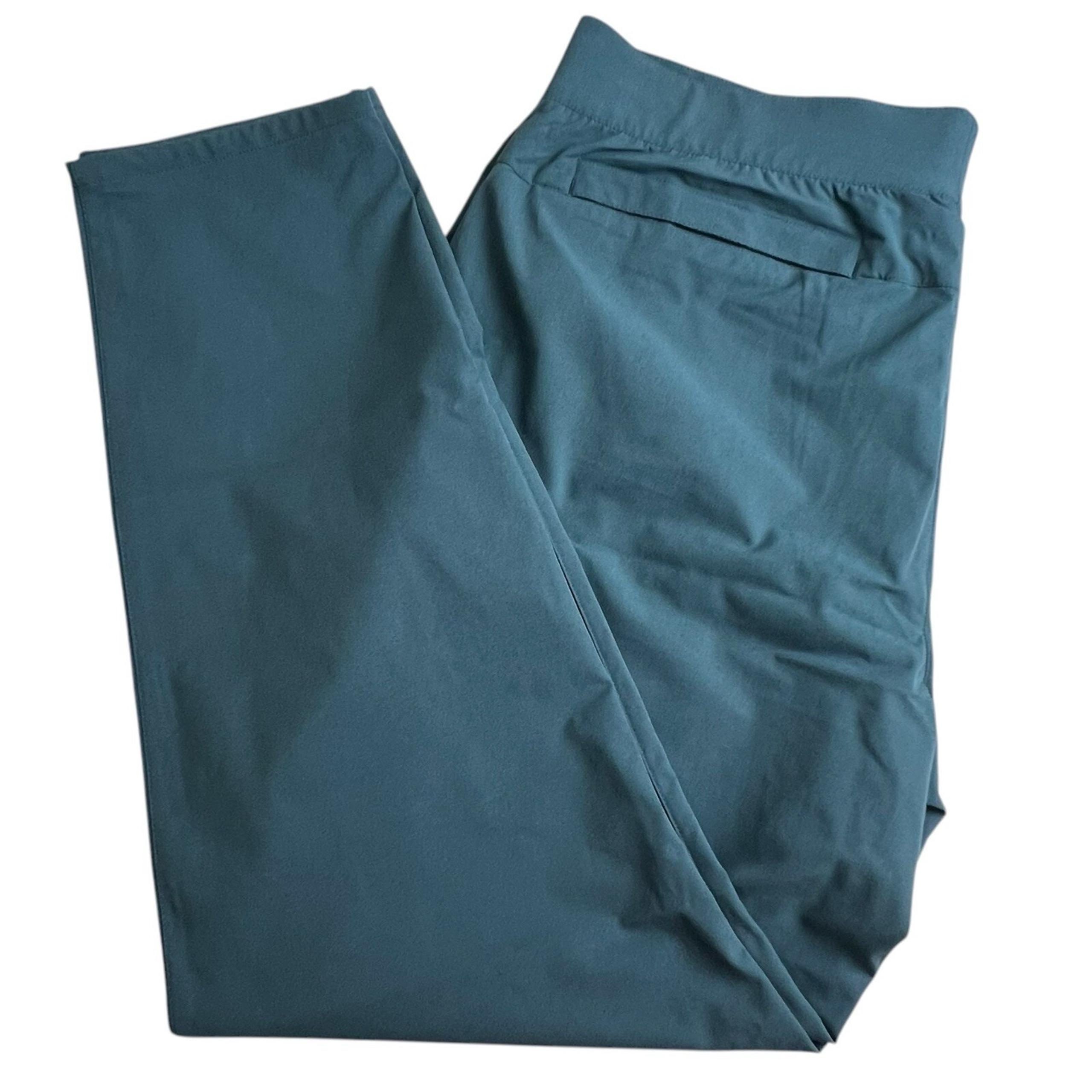 L.L. Bean Womens XL Teal Blue High Rise Pull on Straight Leg Cargo Pants