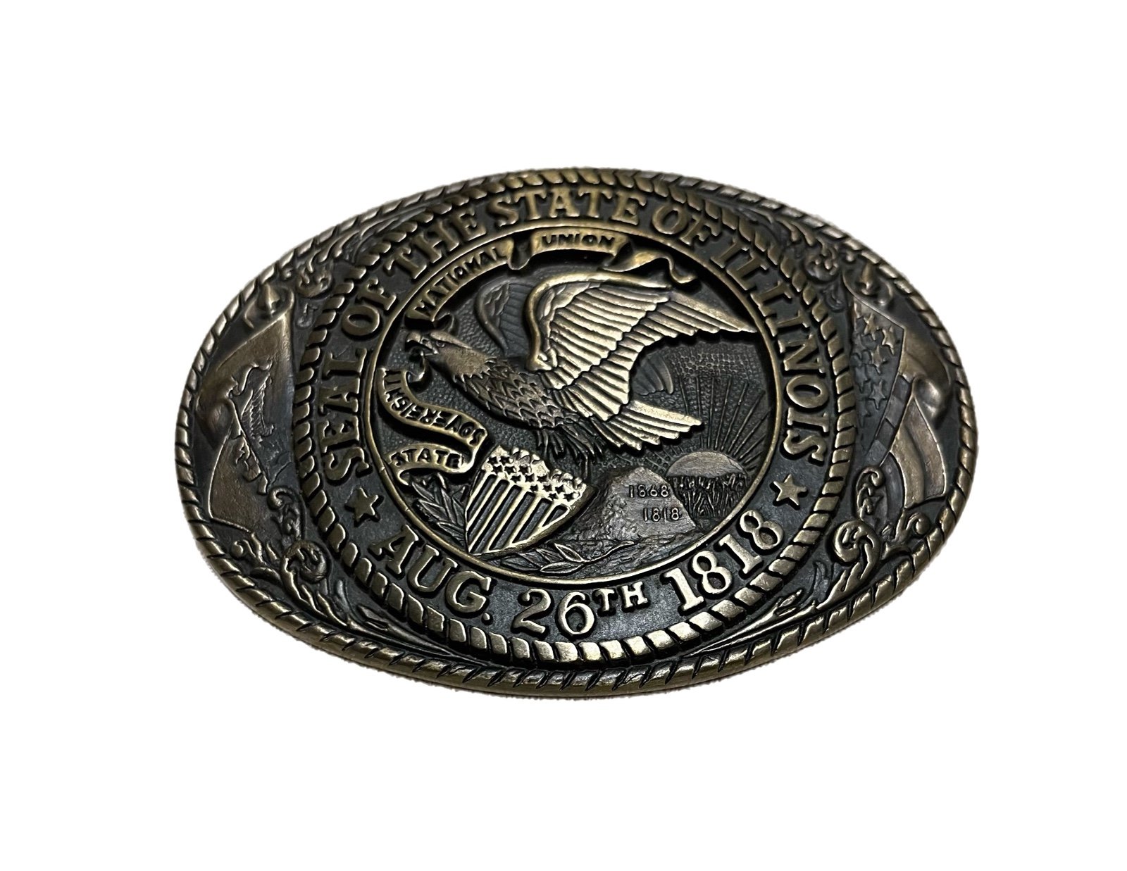VINTAGE TONY LAMA STATE SERIES BELT BUCKLE, FIRST EDITION Illinois