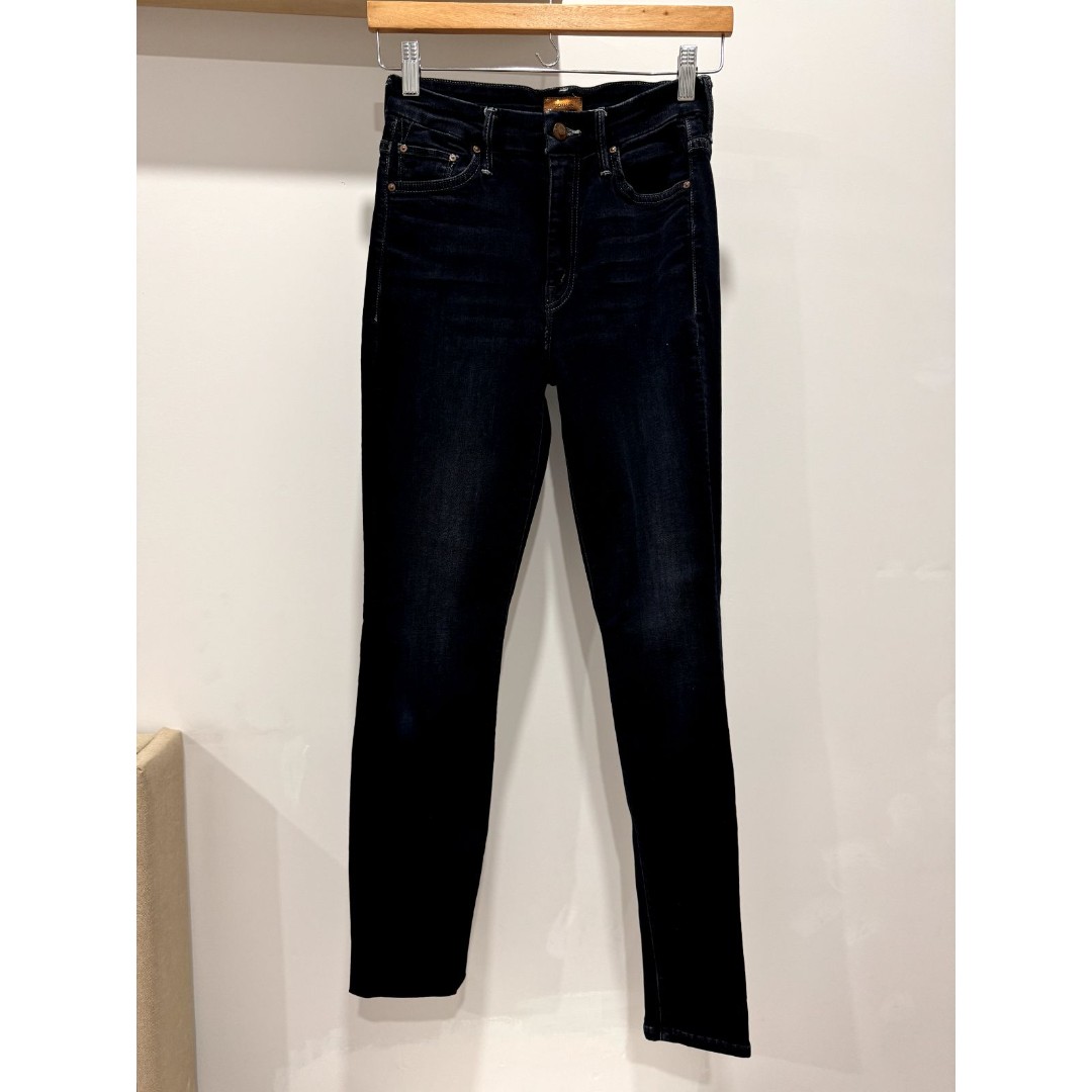 MOTHER Denim High Waisted Looker Jeans Coffee Tea or Me Dark Wash Size 25 Black