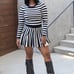 Black and White Striped Sweater Pleated Skirt Set