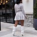 Black and White Striped Sweater Pleated Skirt Set