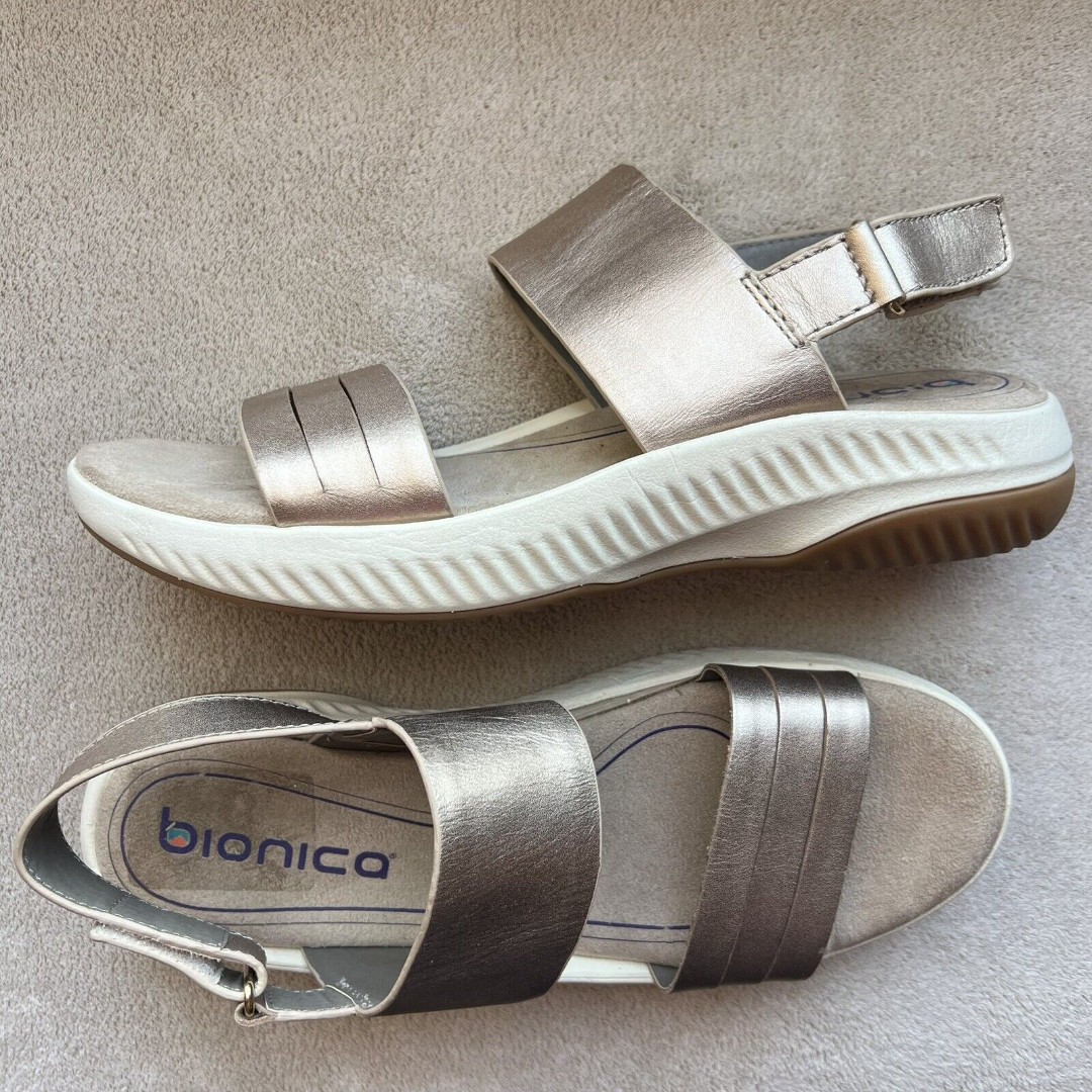 Bionica Alamosa Gold Metallic Leather Slingback Strappy Sandals Women’s 11