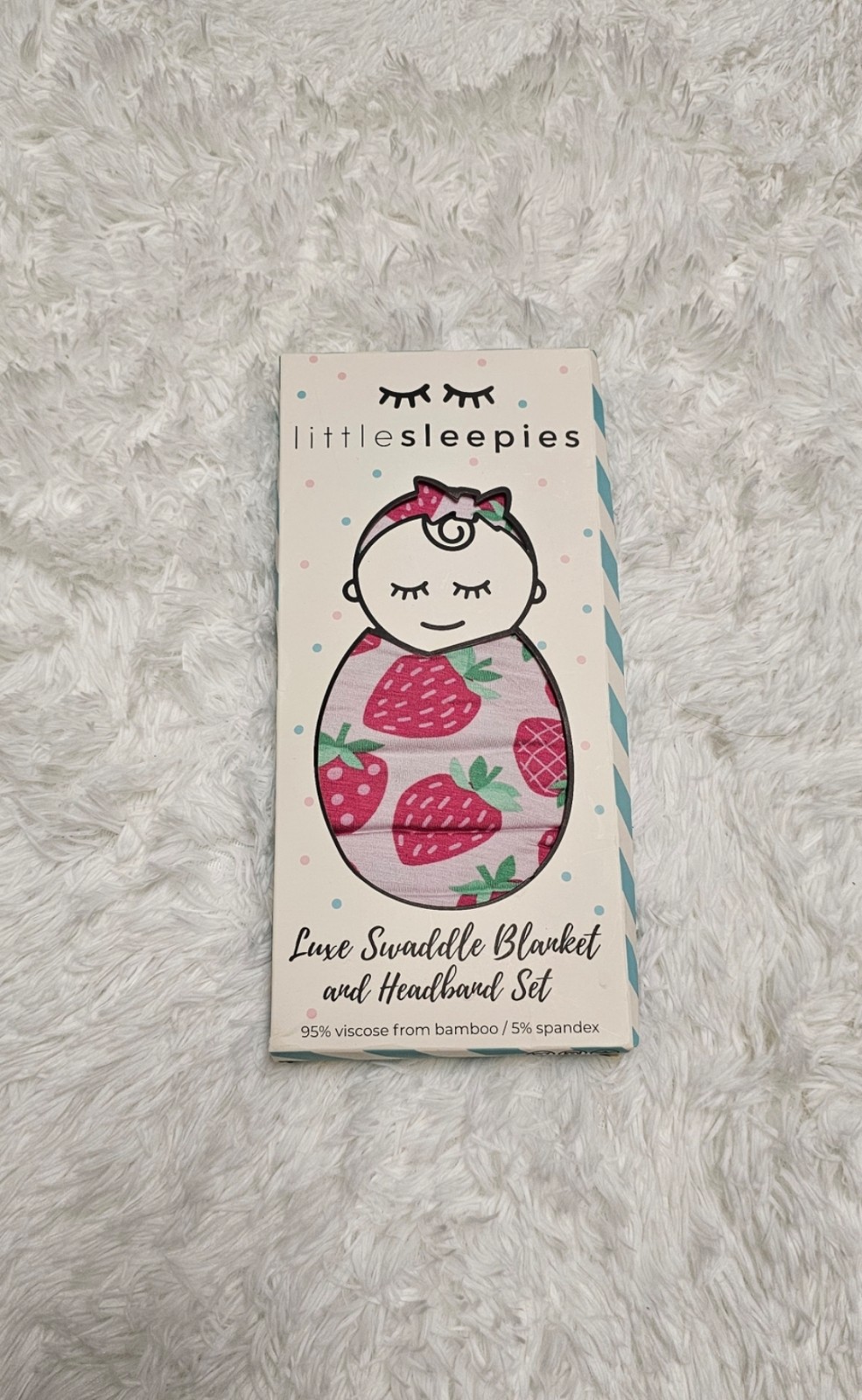 Little Sleepies OG SWEET STRAWBERRIES Swaddle and Bow NIB