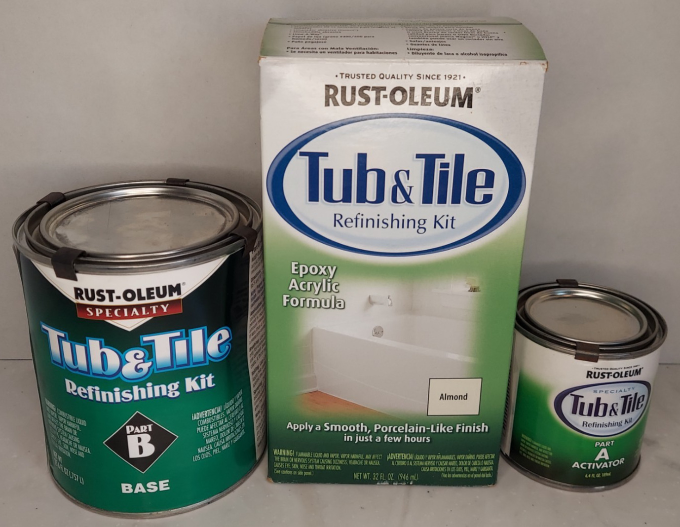 Rust-Oleum 7861519 1 Qt. Tub and Tile Refinishing 2-Part Kit, Almond