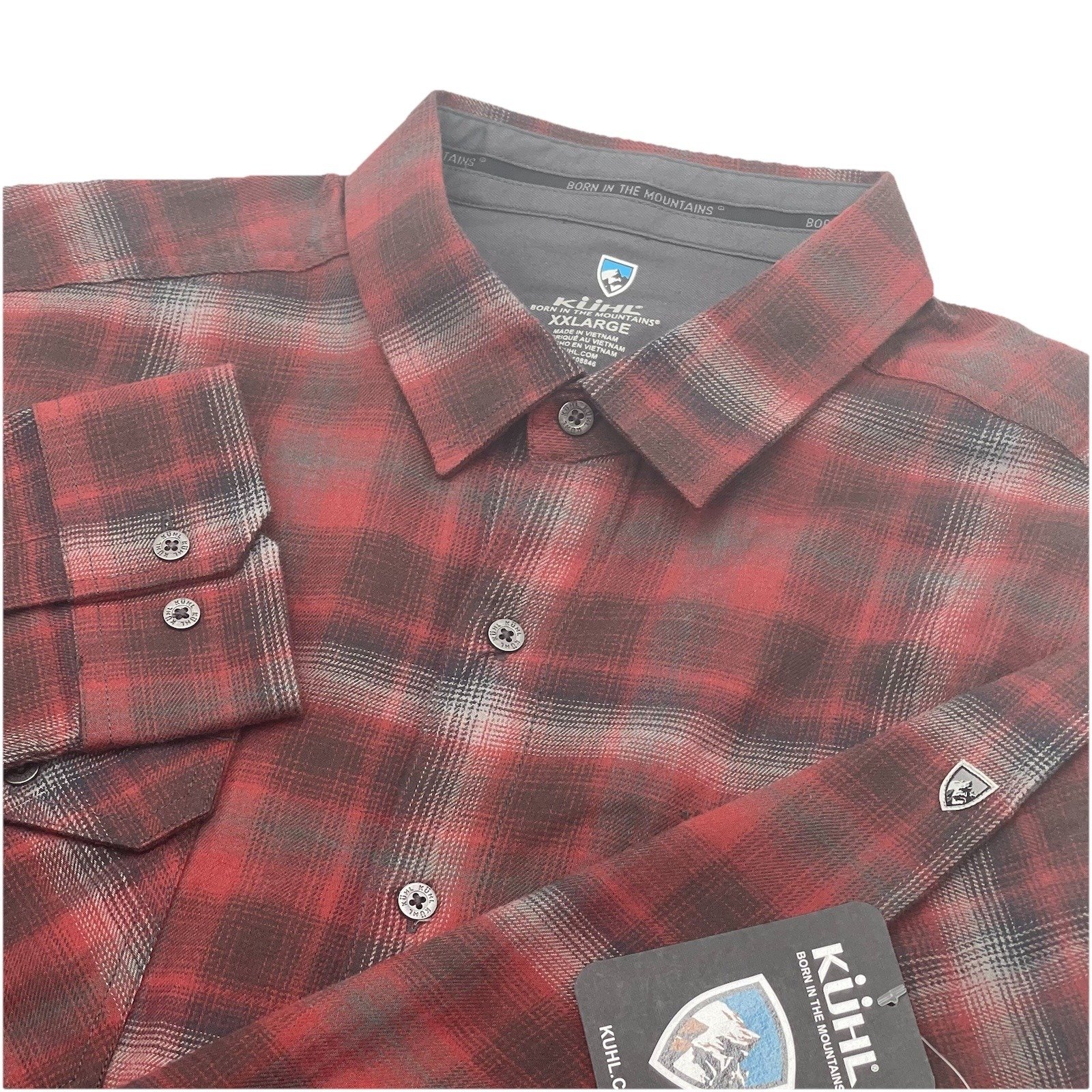 Kuhl Dillingr Flannel Shirt Men's XXL Picante Red Button Down Long Sleeve Hiking