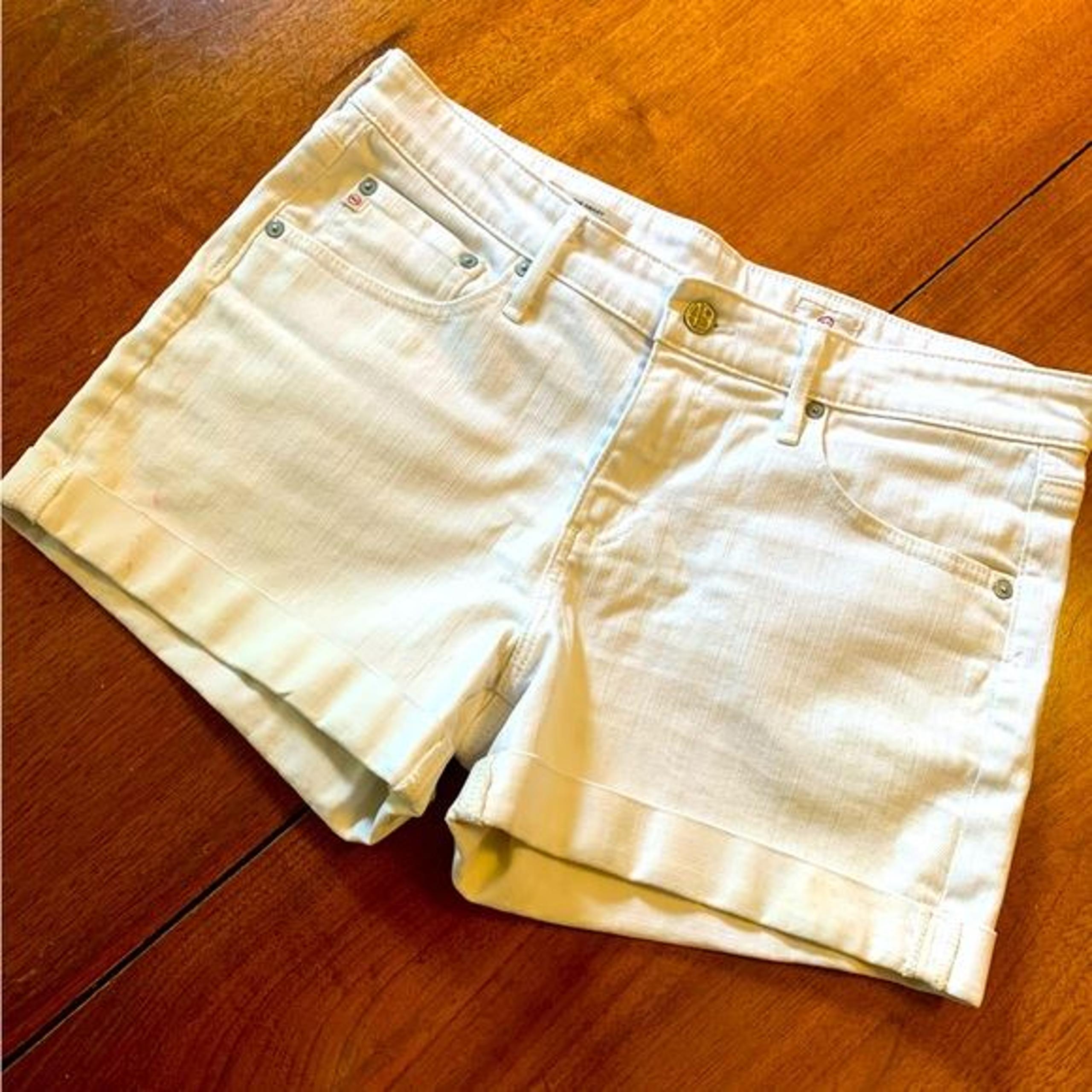 AG Adriano Goldschmied Hailey White Jean Shorts, 30