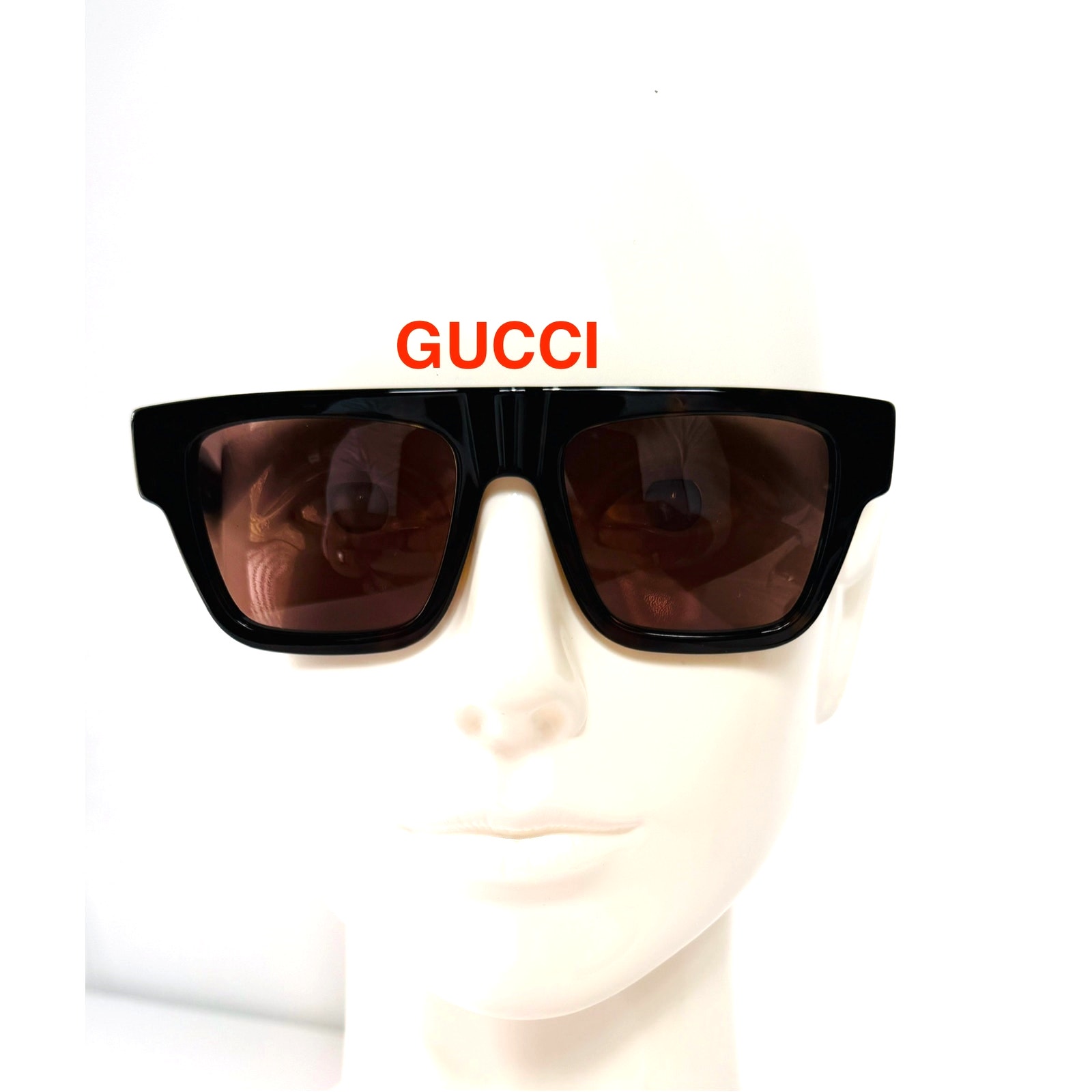 GUCCI Sunglasses Cruise 2025 Square Acetate Frame, Red/Green Logo Sides NEW Case