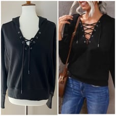 Free People FP Movement Lace Up Hoodie Sweatshirt