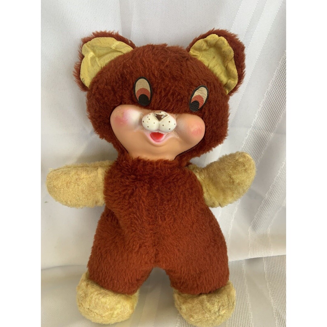 Vintage MCM Teddy Bear with Rubber Face Nose Snout & Mouth Stuffed