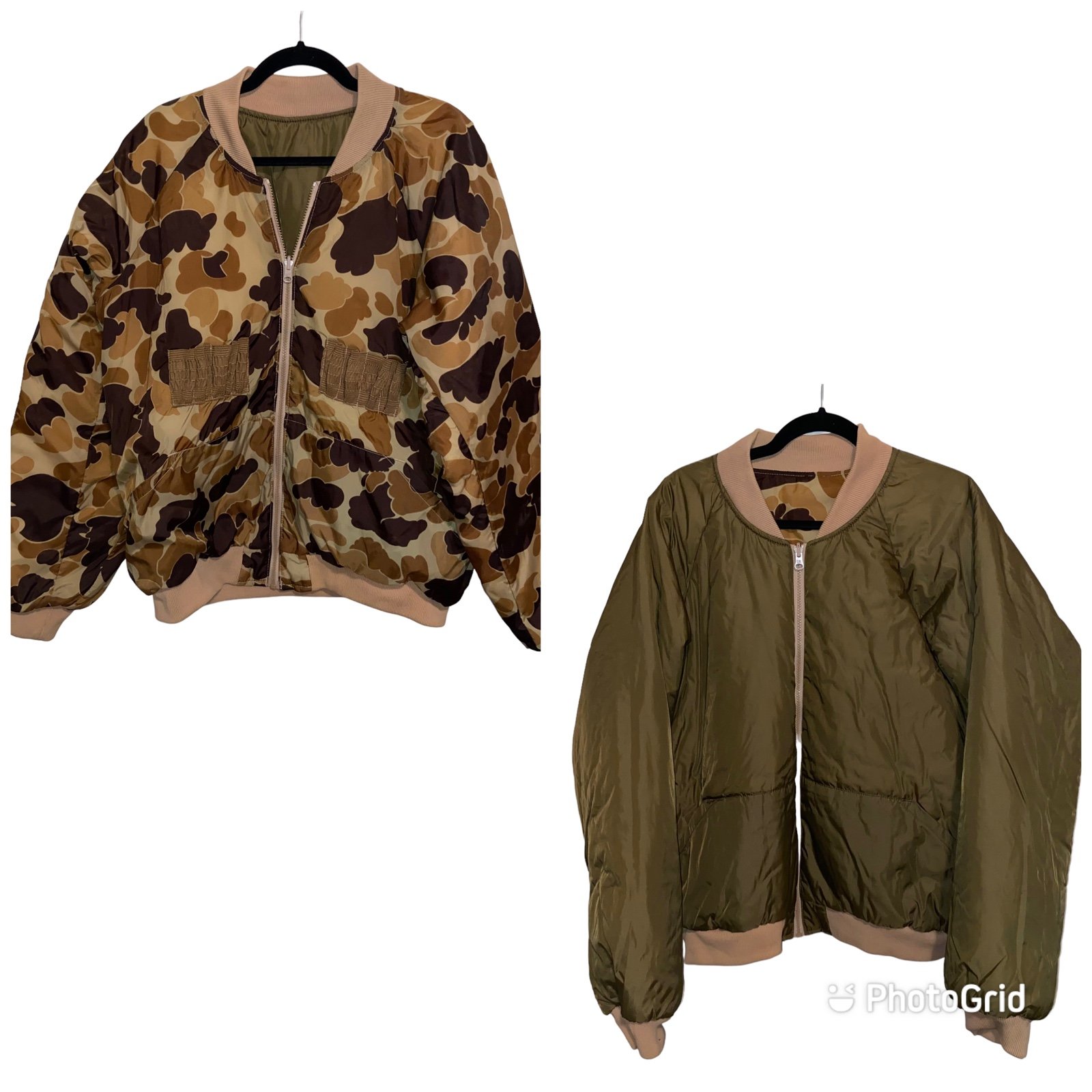 Vintage Columbia Reversible Bomber Jacket Coat Mens XL Camo Nylon Thinsulate In