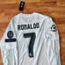 Ronaldo #7 Real Madrid 15/16 Home UCL Long Sleeve Size Medium