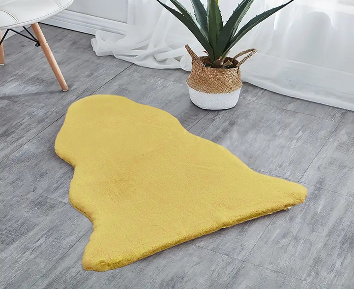 Yellow 5x8 Feet Faux Rabbit Fur Fuzzy Soft Fluffy Plush Cozy Shaggy Area Rug