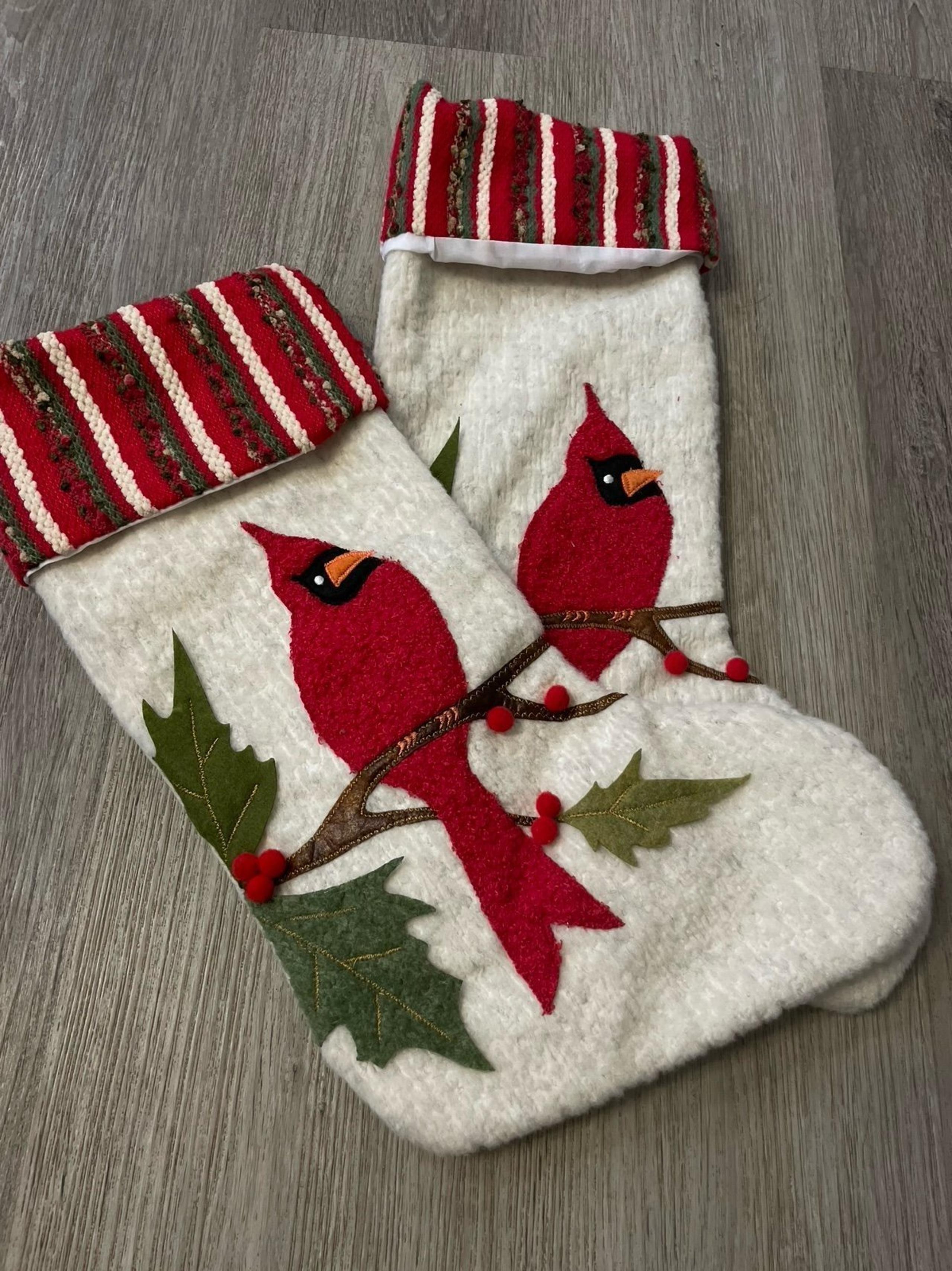 2 NWT Gerson 20" H Fabric Holiday Thick Cardinal Design Stocking