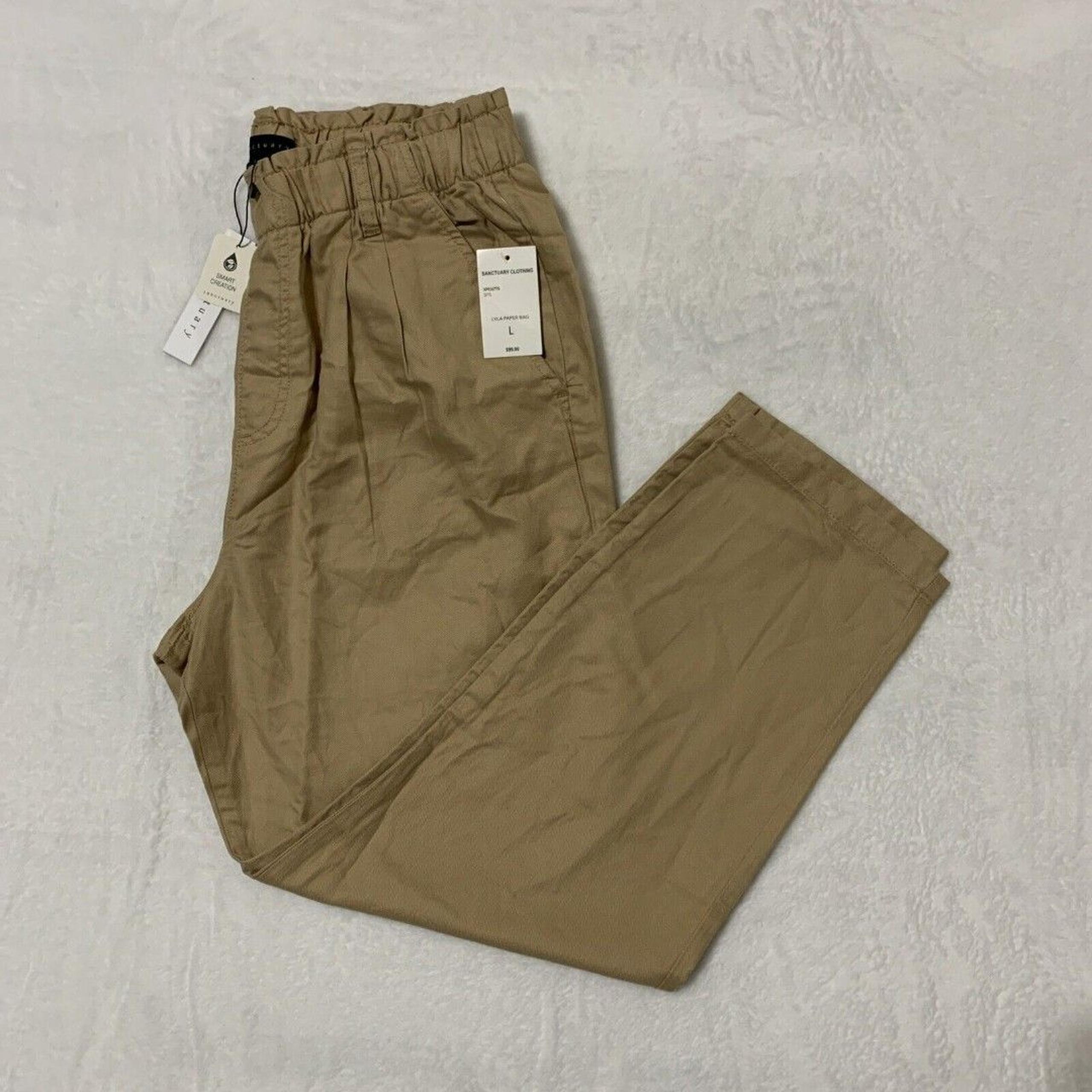 Sanctuary Lyla High Waist Straight Leg Pull On Paper Bag Ankle Pants, Large