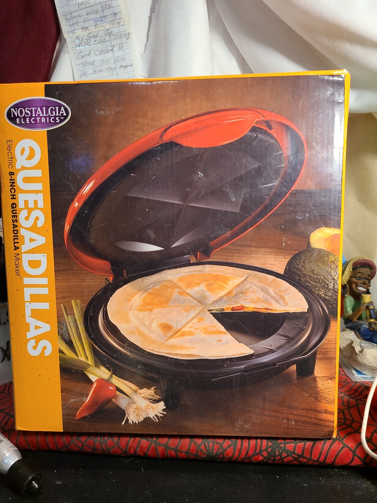 Nostalgia 6-Wedge Electric Quesadilla Maker with Extra Stuffing Latch, 8-inch,#