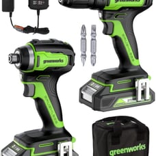Greenworks 24V Brushless Cordless Drill Driver Combo Kit, 310 in./lbs Drill, 195