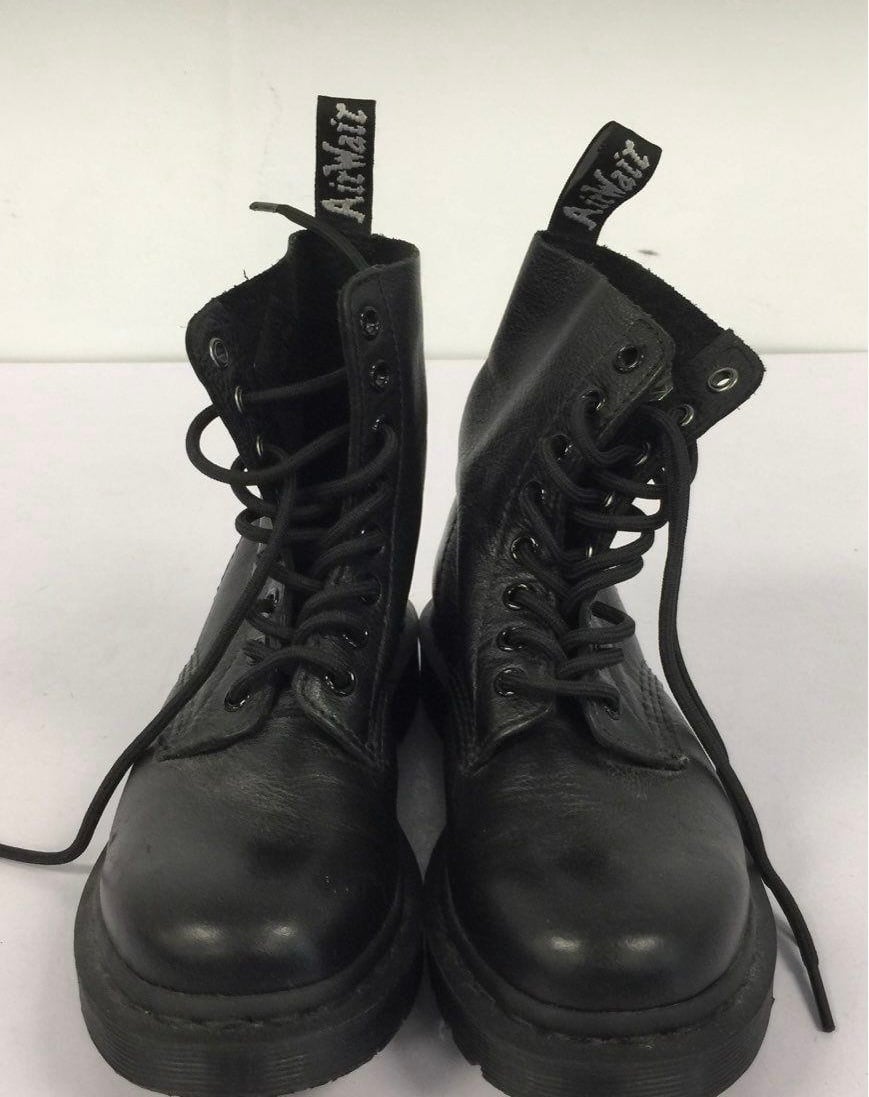 Dr Martens Black Leather Airwair Combat Boots W/Bouncing Soles Sz 5 New
