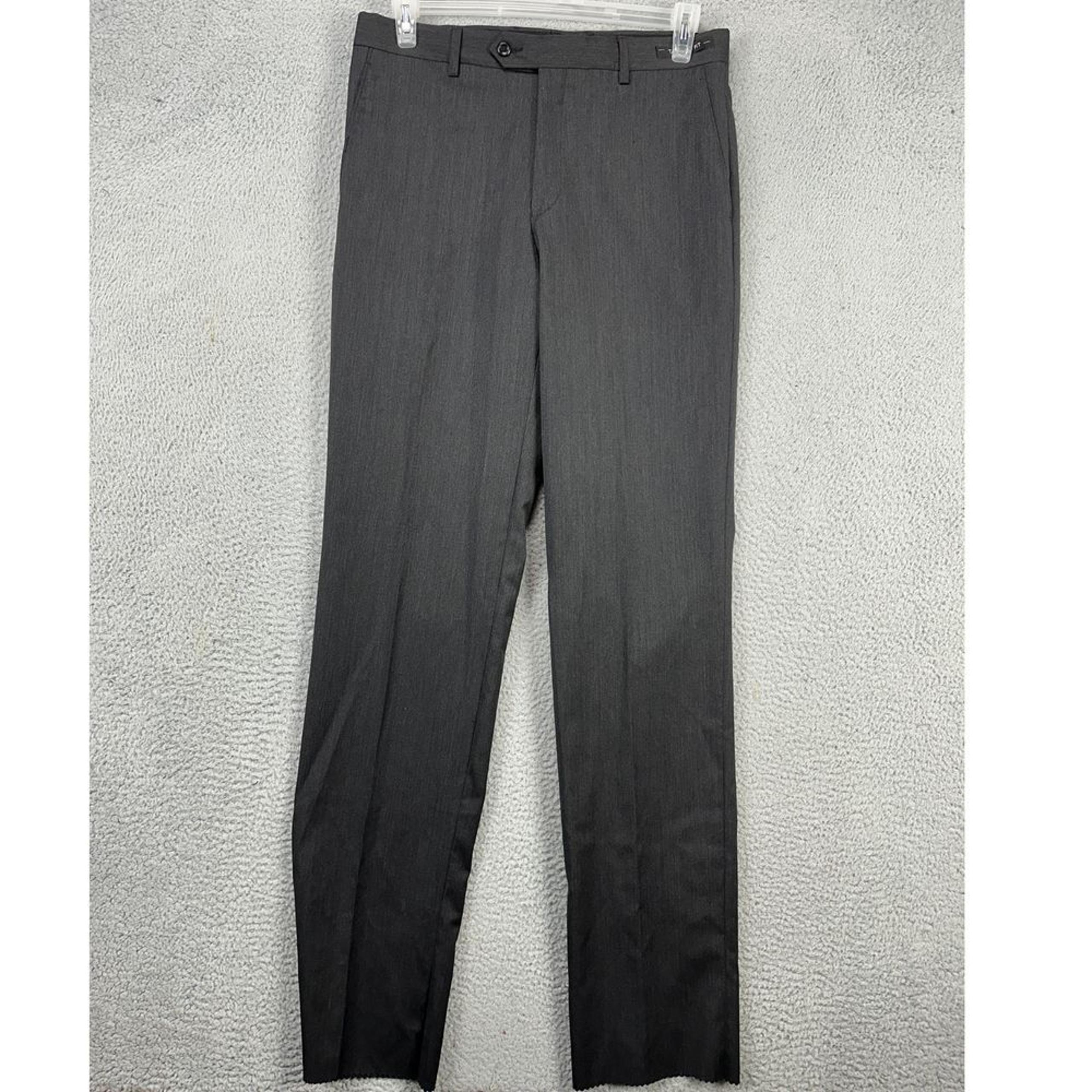 Jos. A. Bank Dress Pants Mens 33 Reg Dark Gray Wool Tailored Fit Flat Front NEW