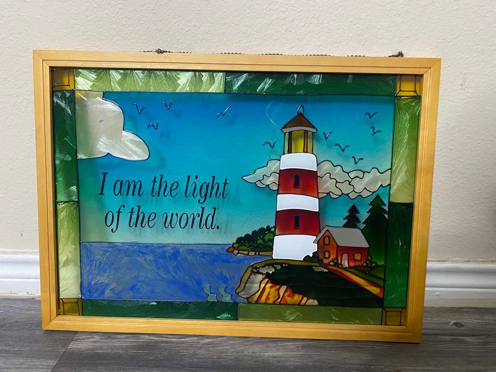 Lighthouse Stain Glass “I am the light of the world”