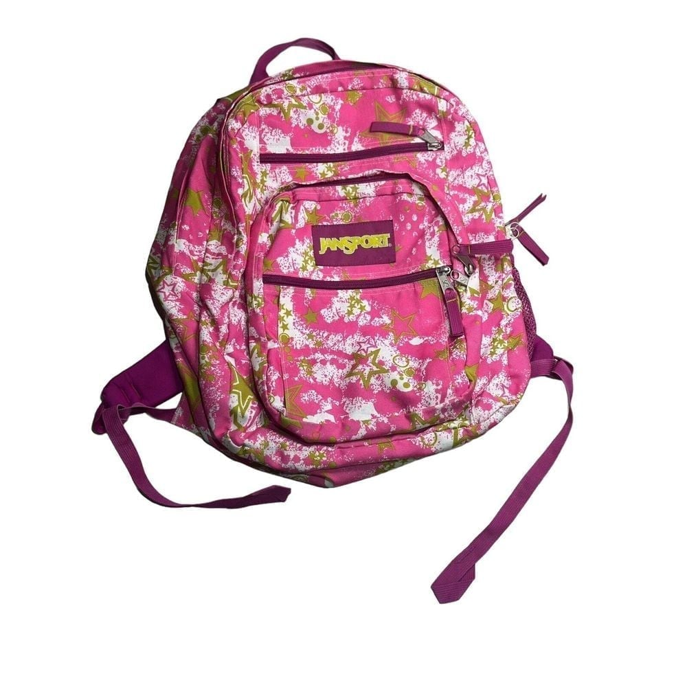 Rare JanSport TDN7 Big Student Backpack One Size Pink Yellow Stars Jojo Siwa