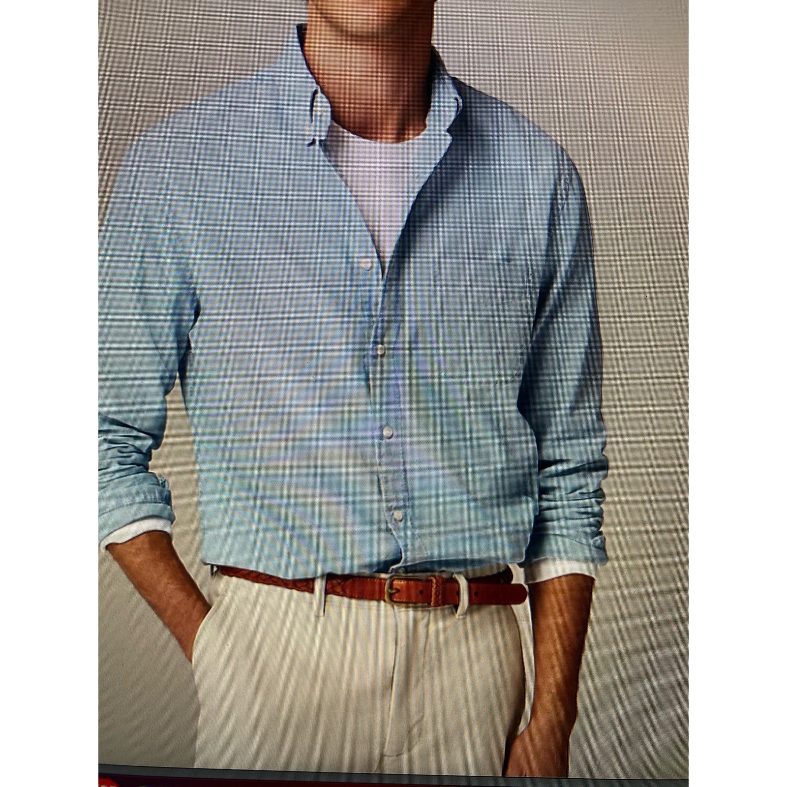 NWT J.Crew organic chambray shirt five year wash mens small