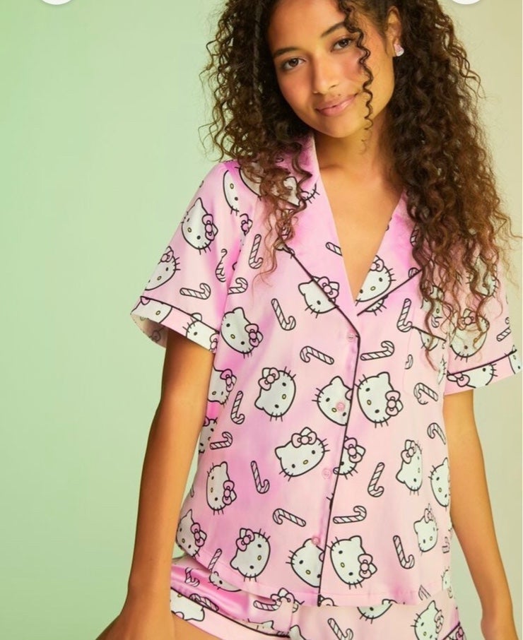 Hello Kitty & Friends x Forever 21 Satin Shorts & Shirt Set- Large