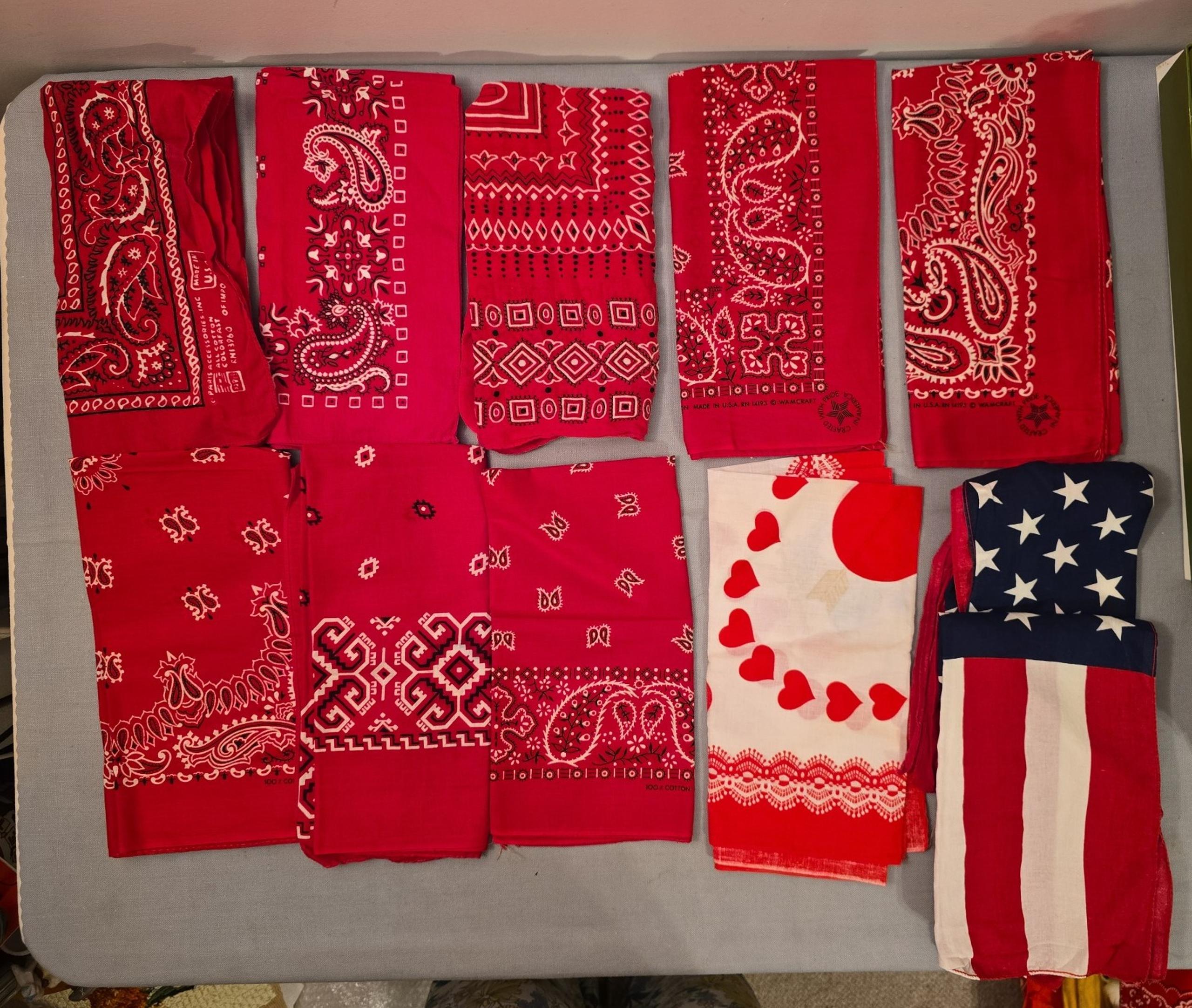 Vintage Made in USA 100% Cotton Bandanas