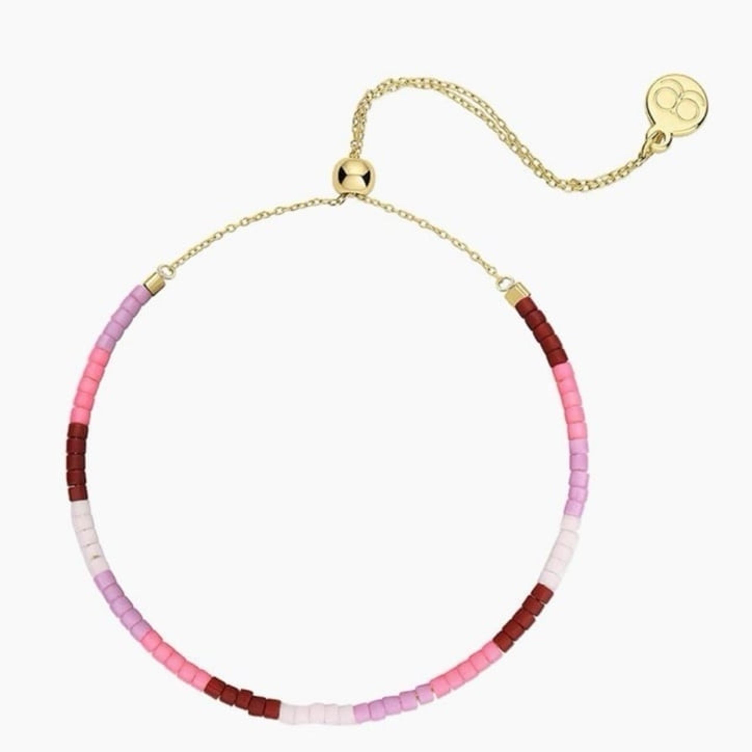 GORJANA Gigi Malibu Stripe Adjustable Bracelet / Glass Beads 18k Gold Plated