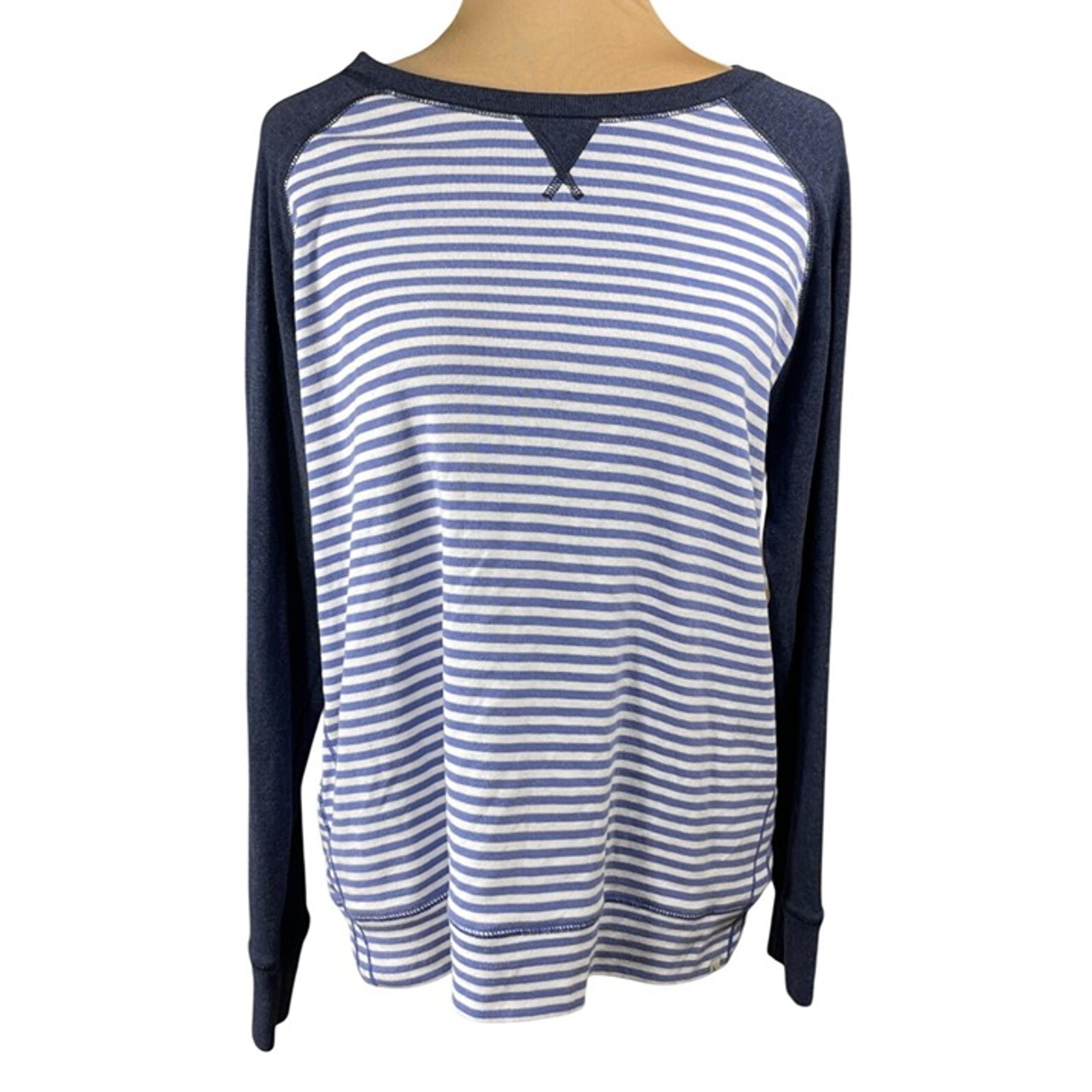 Eddie Bauer Women's Raglan Sweatshirt Blue Stripe XL Extra Large