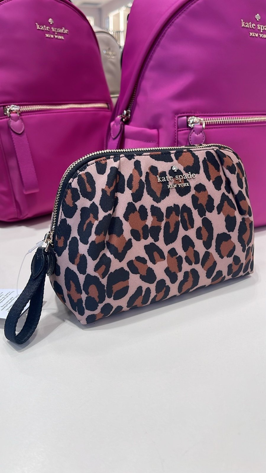 Kate Spade Chelsea Spotted Leopard Cosmetic Bag Brown Multi NWT