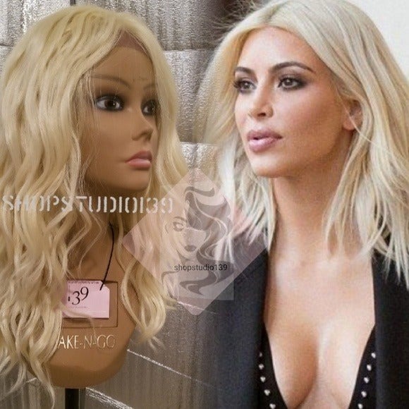 celebrity human blonde wavy lace wig
