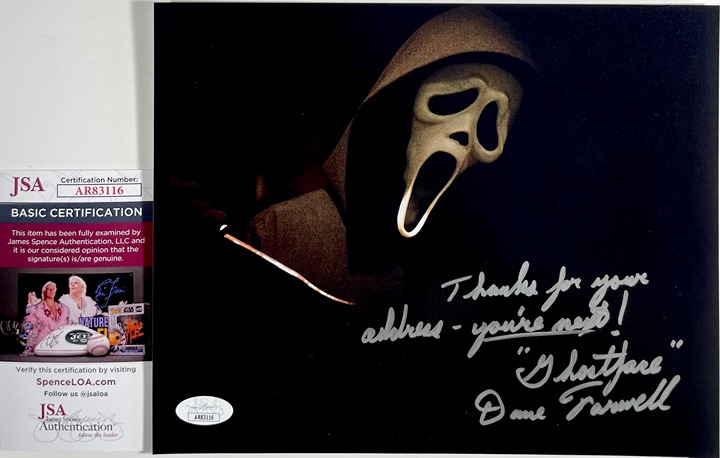 Dane Farwell Signed Scream Ghostface 8x10 Photo H Autograph JSA COA