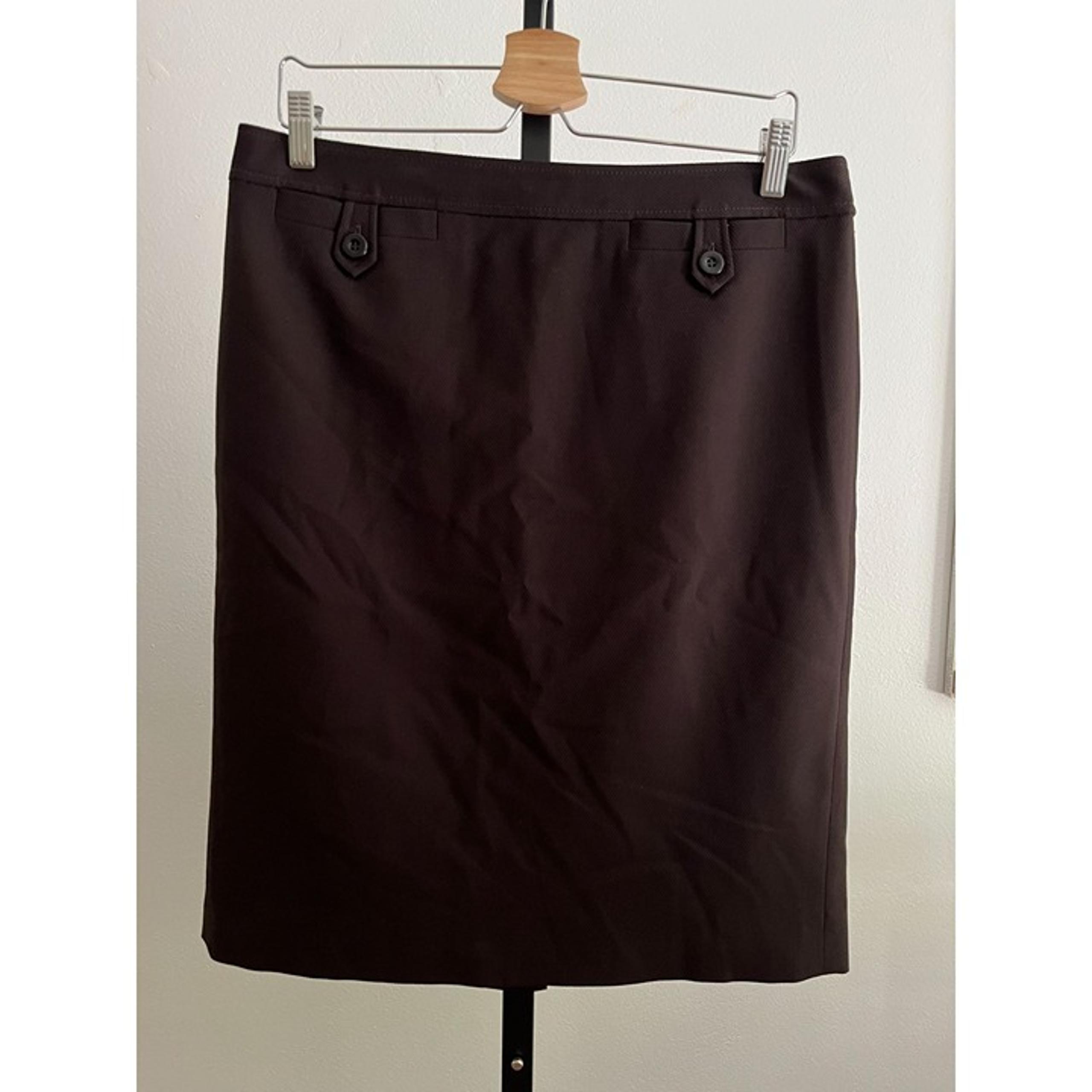 EUC Ann Taylor Loft Brown Twill Pencil Skirt  Wool Blend
