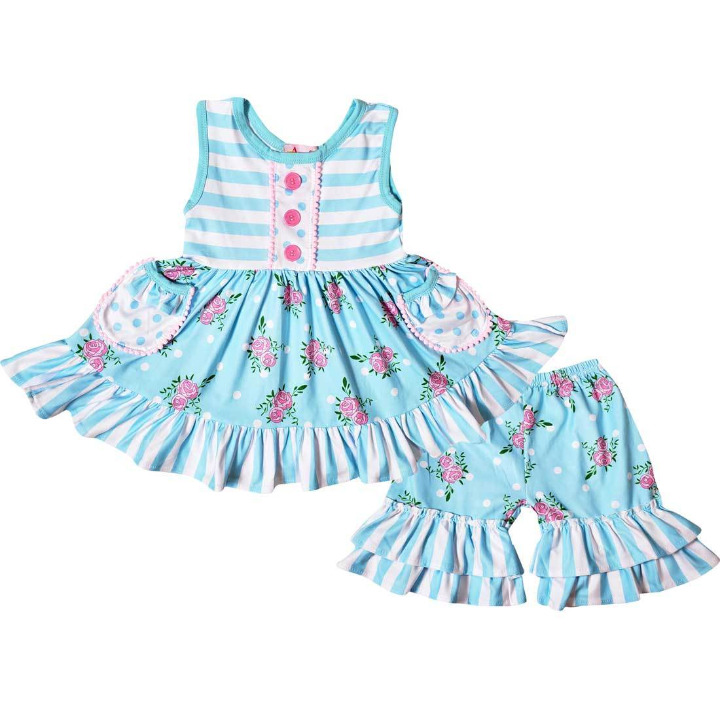 Easter Rose Ruffle Dress Capri Set 10-12