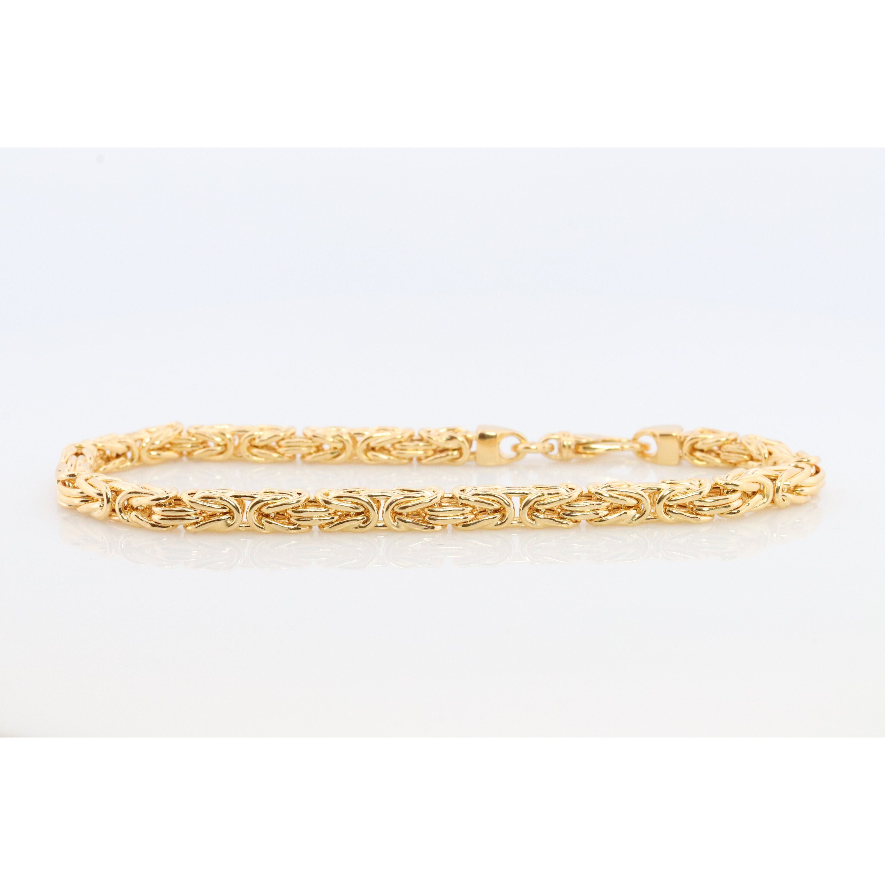 Byzantine Square Bracelet. 14k Yellow Gold 585 7.25mm length 3.5mm wide. ITALY