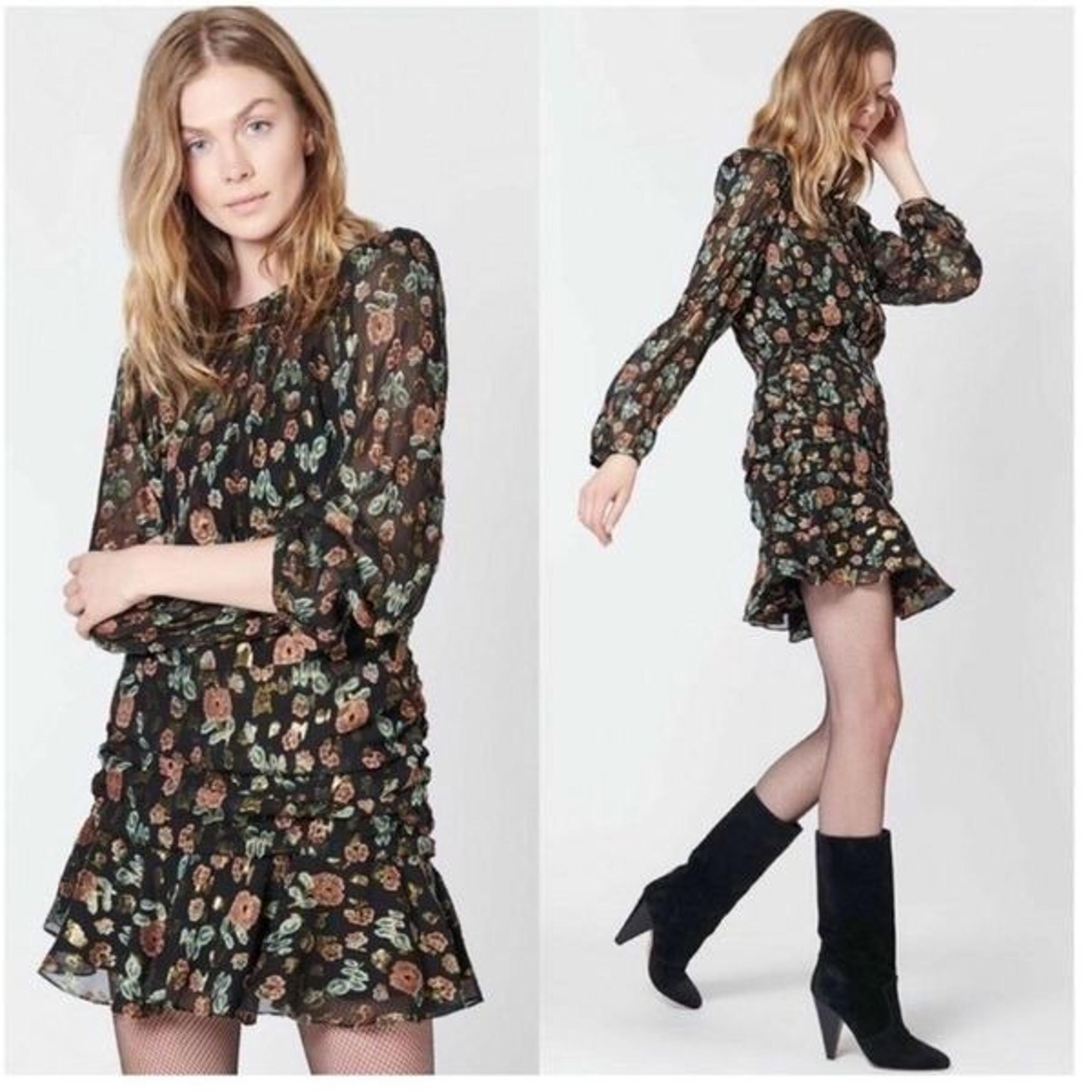 Veronica Beard Pink Floral Print Long Sleeve Sundress