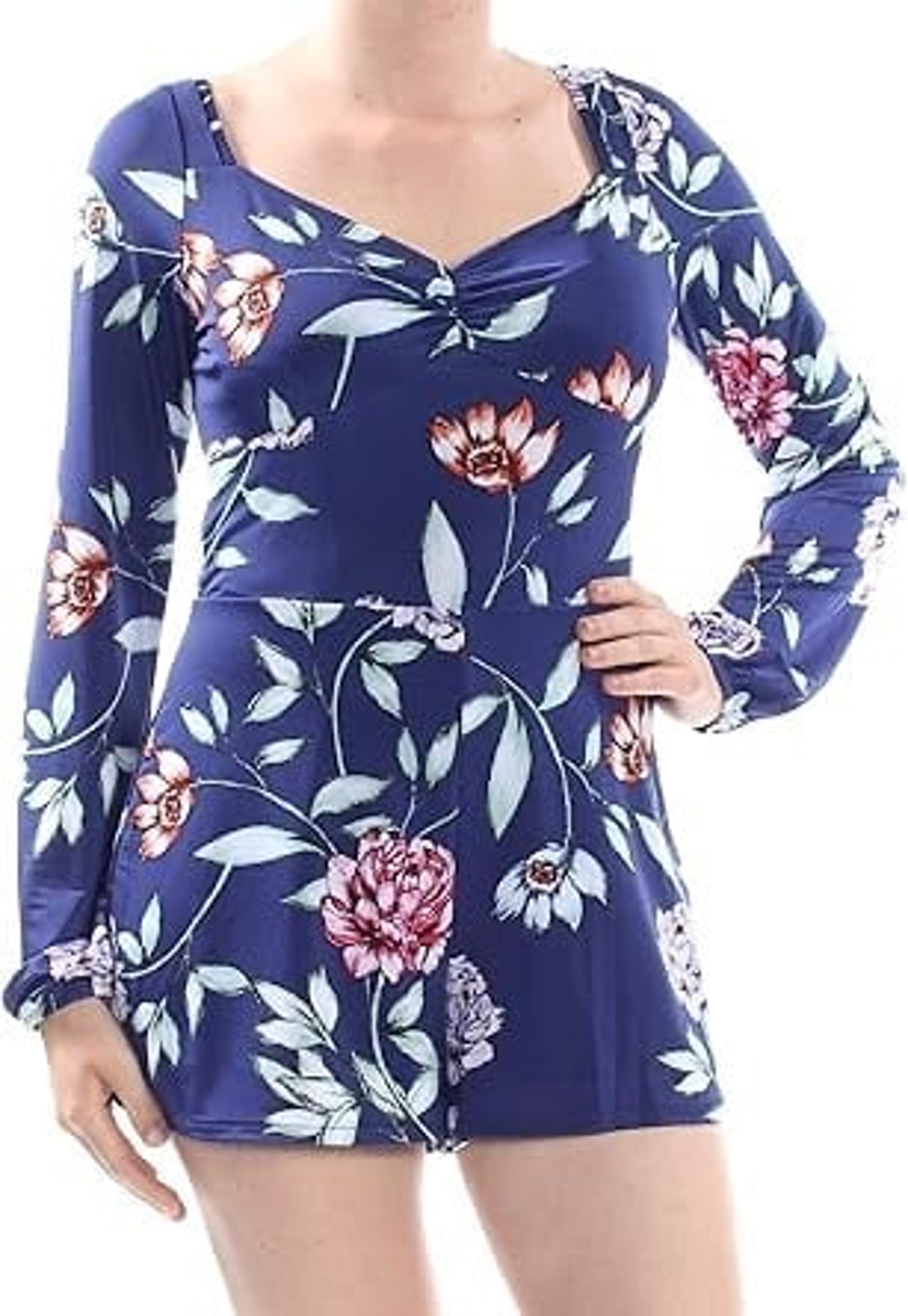 GUESS FLORAL ROMPER COSMIC DEEP INK
