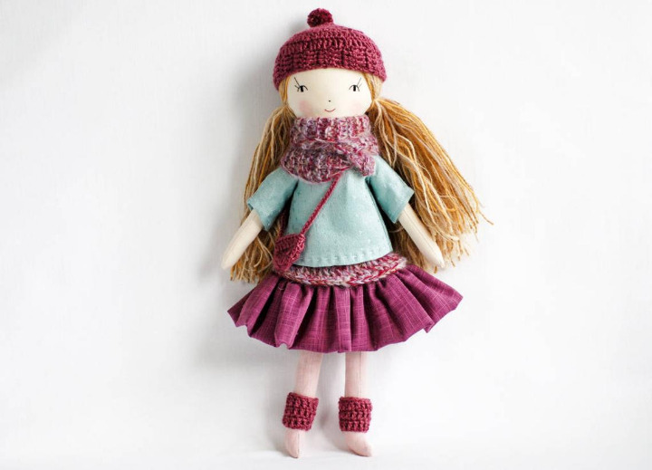 Handmade cloth rag pixie doll