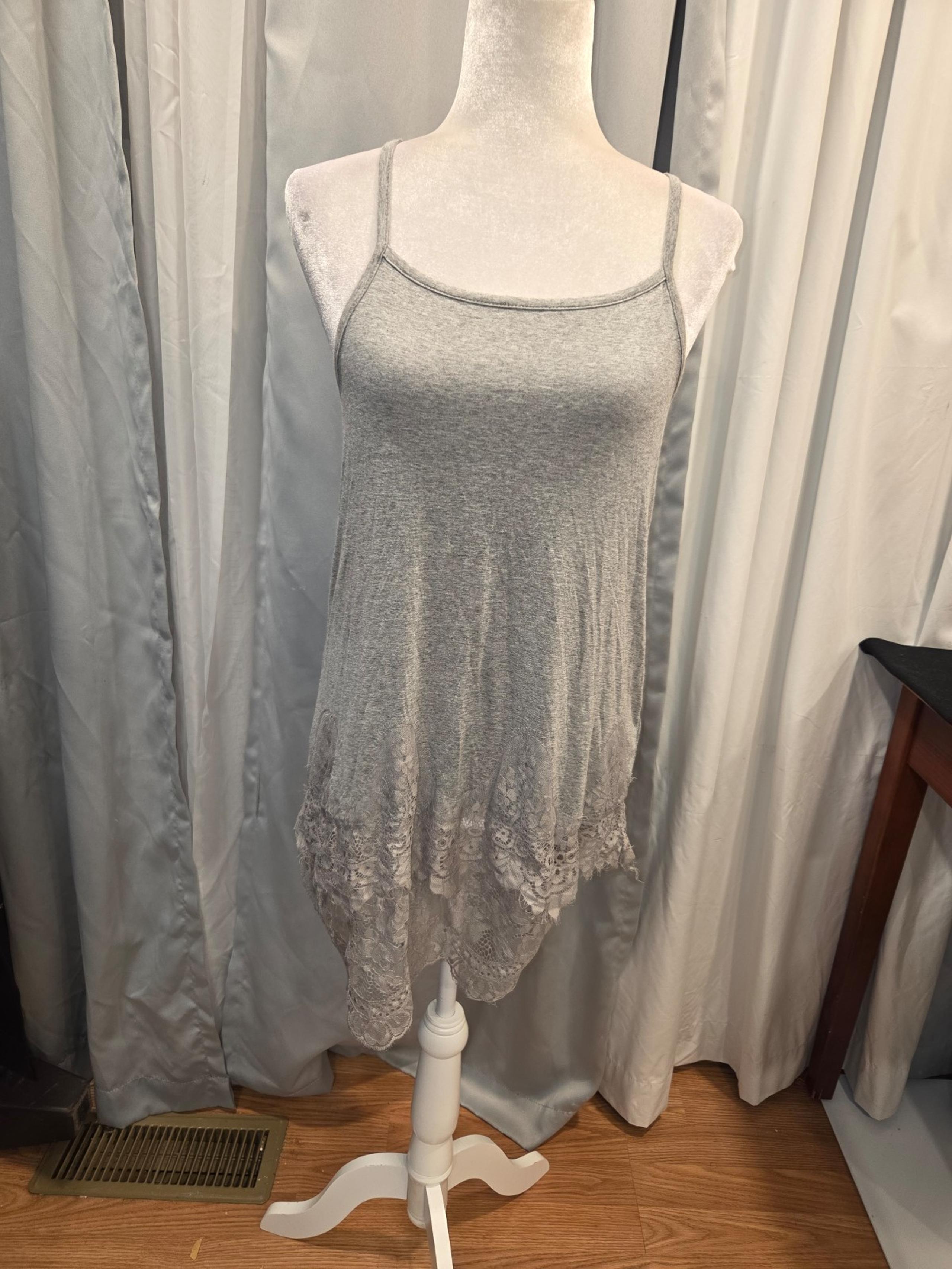 Long Grey spaghetti strap top, size small