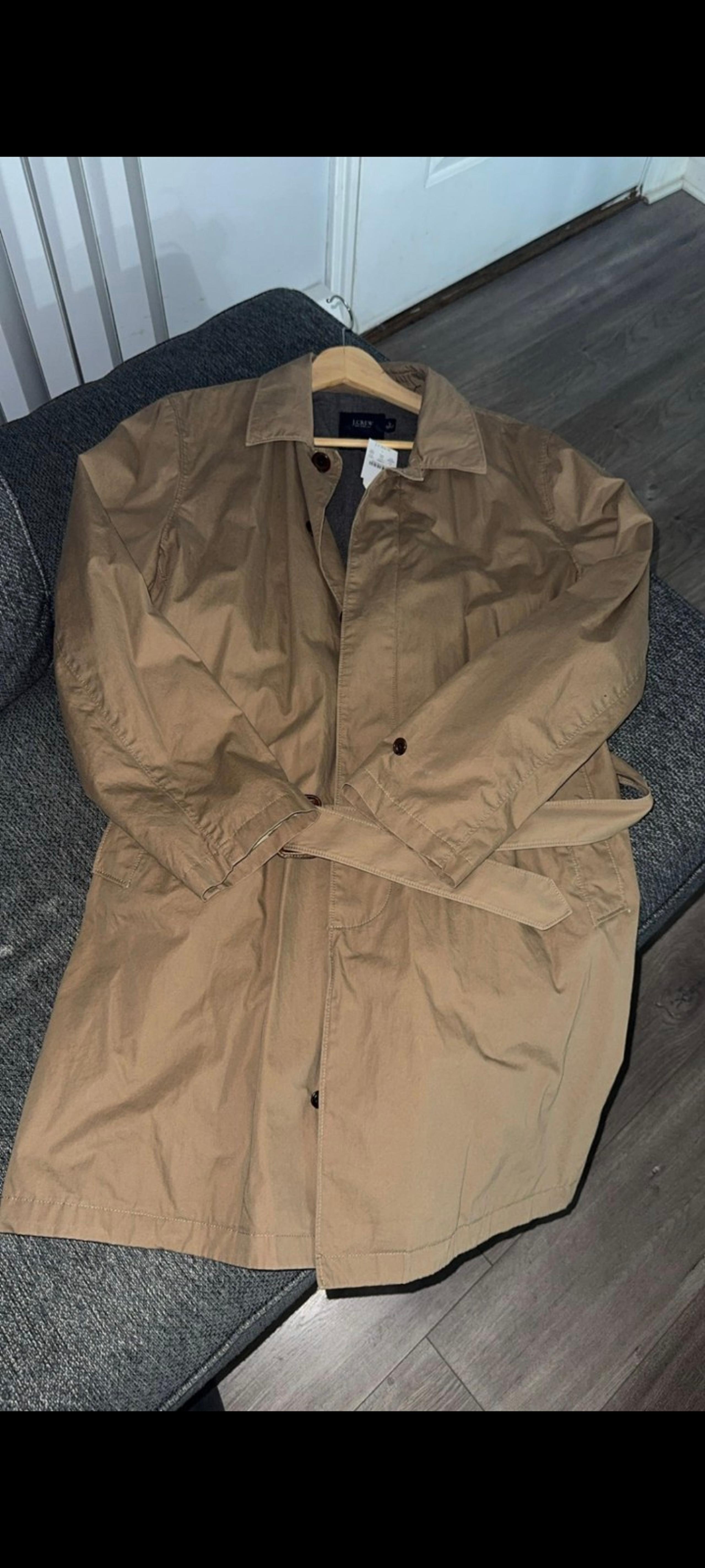 BNWT J Crew Mens Trench Coat Size Large