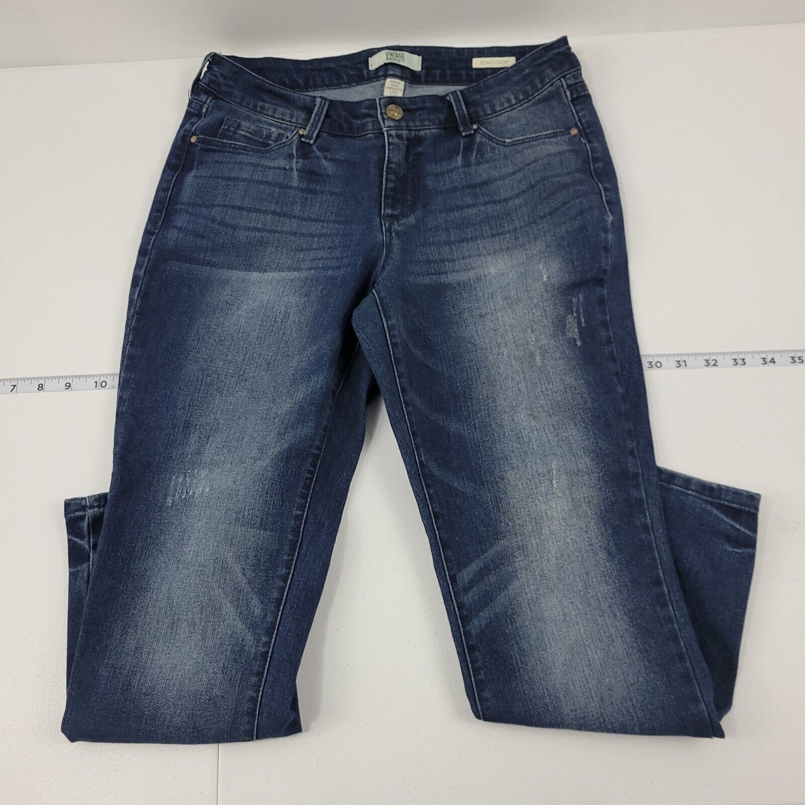 Vintage America Blues BOHO crop jeans 6/29 blue 2551 denim womens 30x26