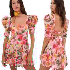 NWT! For Love & Lemons Dascha Puff Sleeve Mini Dress - Size Medium
