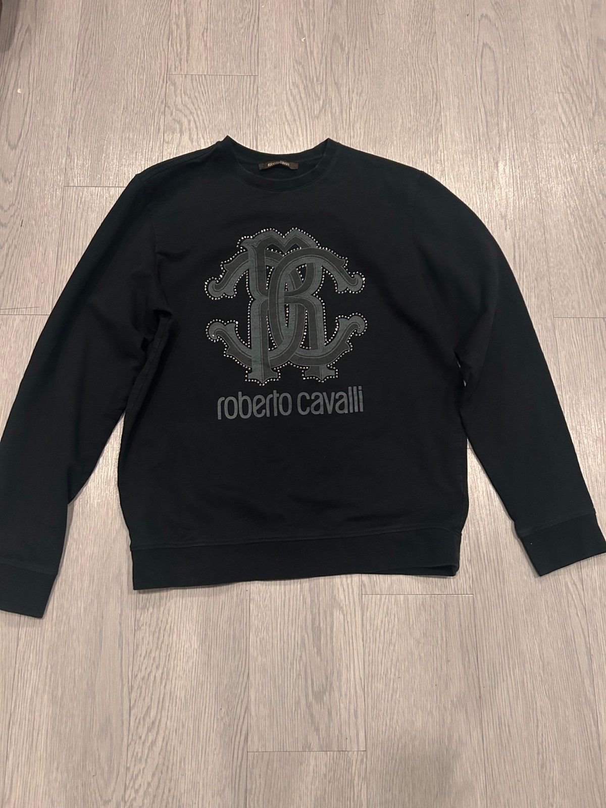 roberto cavalli sweatshirt rhinestone logo details size M