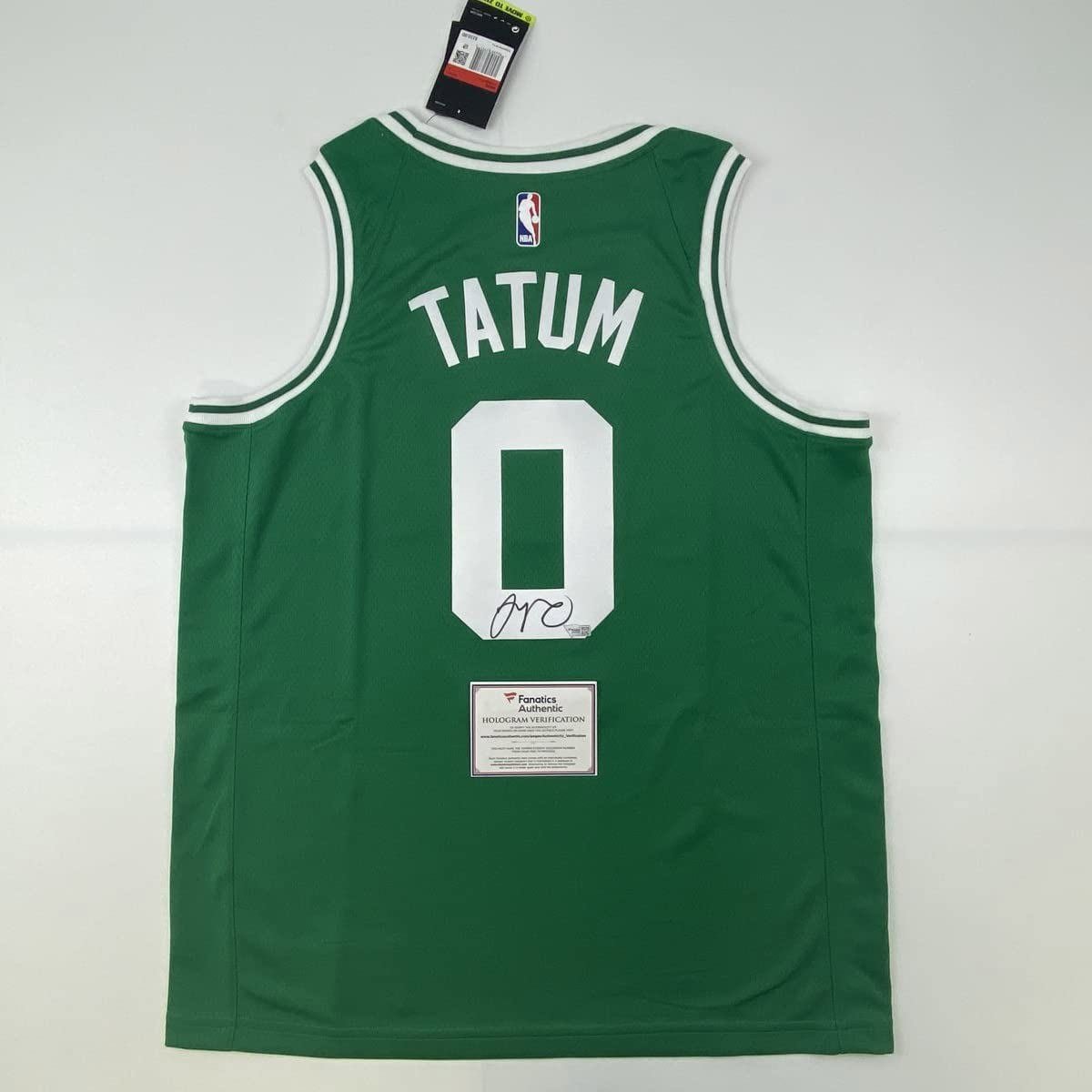 Autographed/Signed Jayson Tatum Boston Celtics Green Jersey Fanatics COA